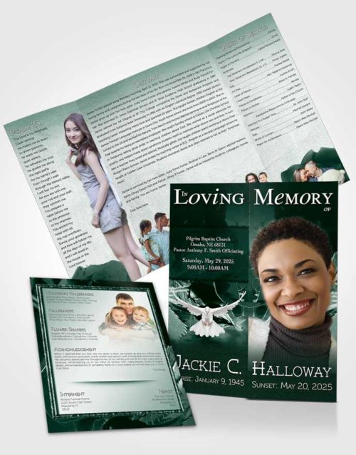Obituary Funeral Template Gatefold Memorial Brochure A Beautiful Emerald Rose