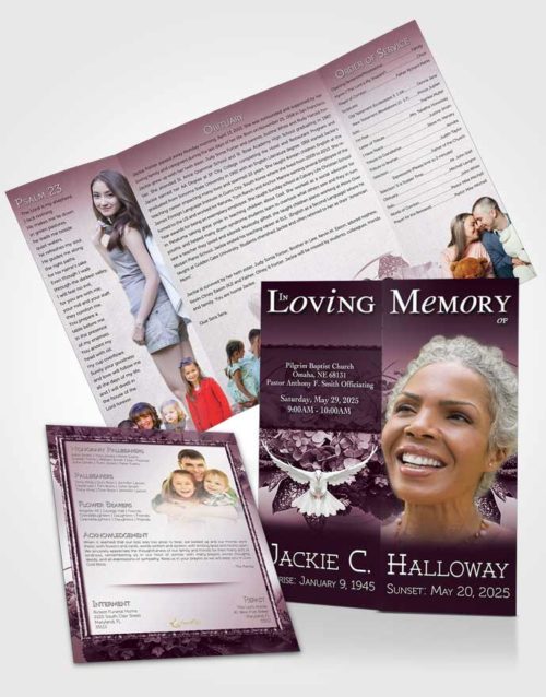 Obituary Funeral Template Gatefold Memorial Brochure A Beautiful Lavender Bouquet