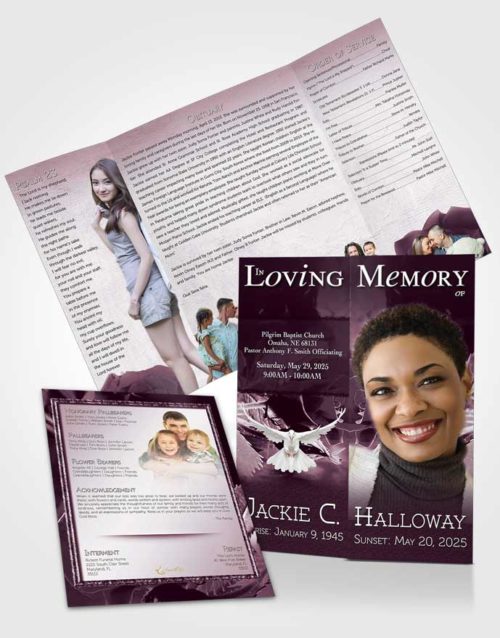 Obituary Funeral Template Gatefold Memorial Brochure A Beautiful Lavender Rose