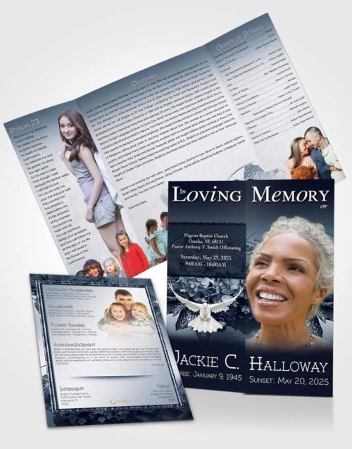 Obituary Funeral Template Gatefold Memorial Brochure A Beautiful Topaz Bouquet