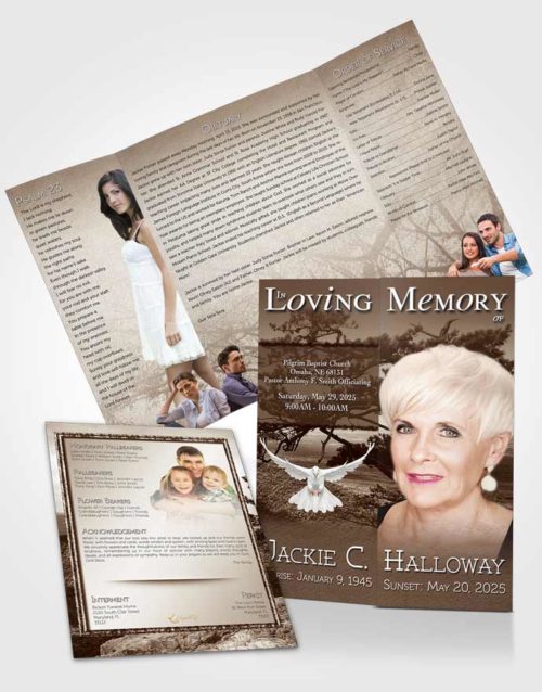 Obituary Funeral Template Gatefold Memorial Brochure A Blissful Golden Tree
