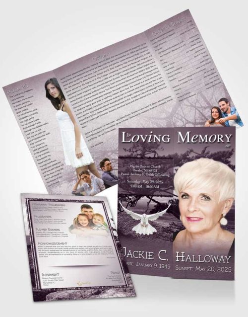 Obituary Funeral Template Gatefold Memorial Brochure A Blissful Lavender Tree