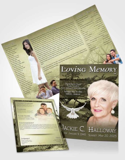 Obituary Funeral Template Gatefold Memorial Brochure A Blissful Rustic Tree