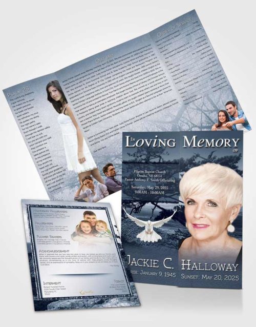 Obituary Funeral Template Gatefold Memorial Brochure A Blissful Topaz Tree