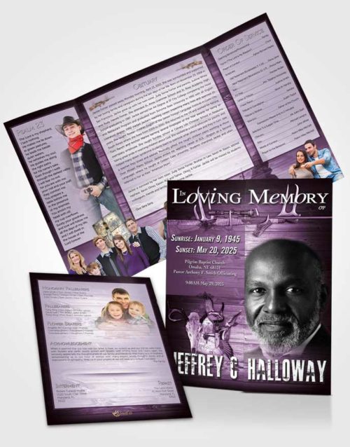Obituary Funeral Template Gatefold Memorial Brochure A Hunters Catch Lavender Love