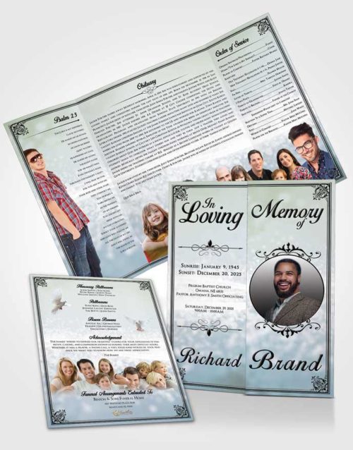Obituary Funeral Template Gatefold Memorial Brochure Afternoon Class Light