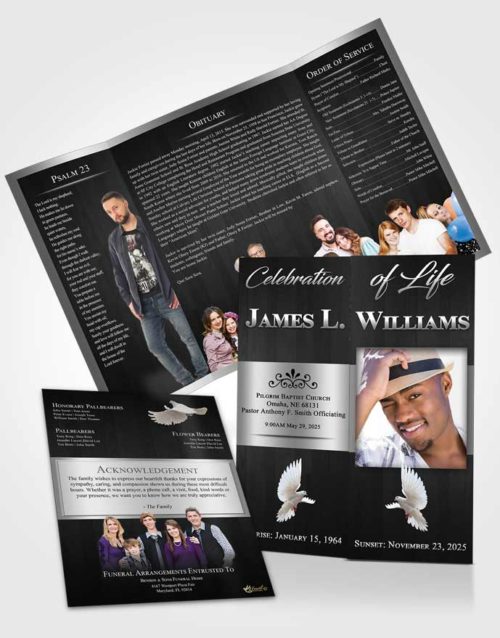 Obituary Funeral Template Gatefold Memorial Brochure Afternoon Force