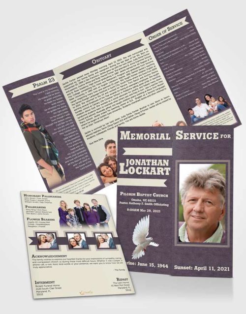 Obituary Funeral Template Gatefold Memorial Brochure Afternoon Intensity
