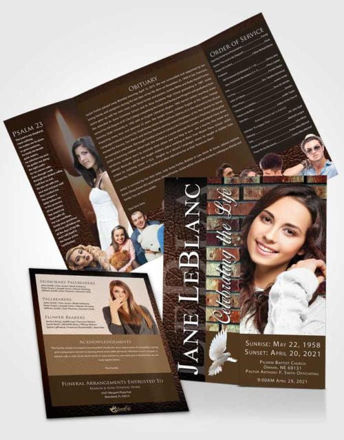 Obituary Funeral Template Gatefold Memorial Brochure Afternoon Passion