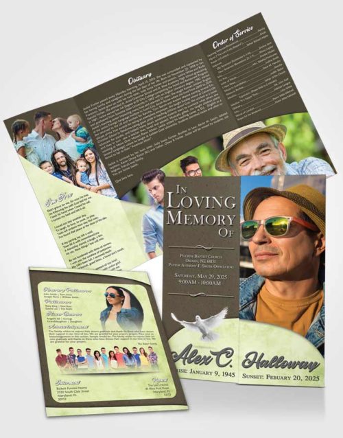 Obituary Funeral Template Gatefold Memorial Brochure Afternoon Peace of Mind