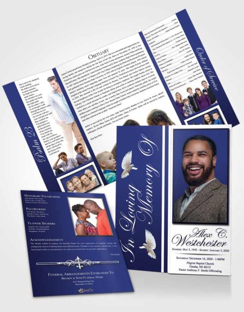 Obituary Funeral Template Gatefold Memorial Brochure Afternoon Radiance