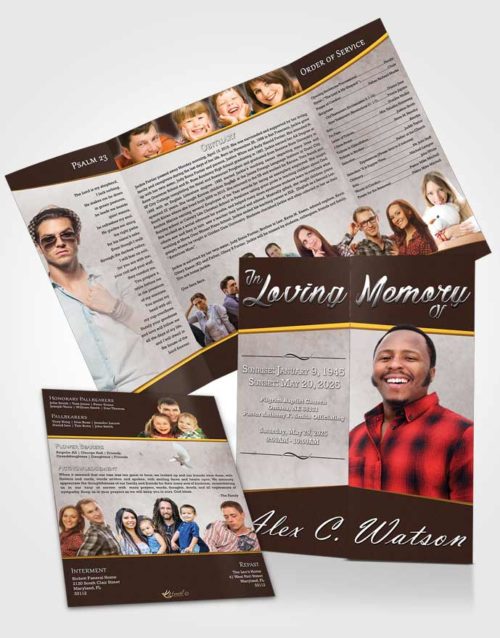 Obituary Funeral Template Gatefold Memorial Brochure Afternoon Vitality