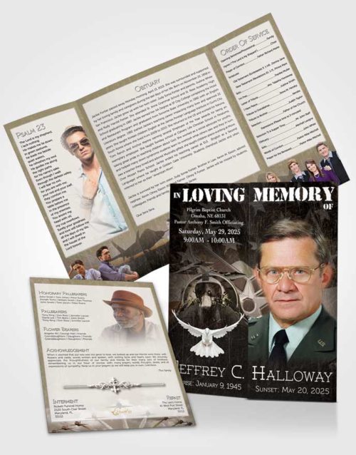 Obituary Funeral Template Gatefold Memorial Brochure Air Force Golden Salute