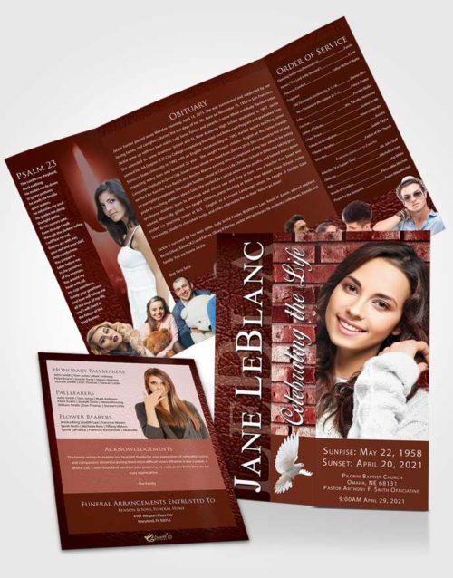 Obituary Funeral Template Gatefold Memorial Brochure Ambient Passion