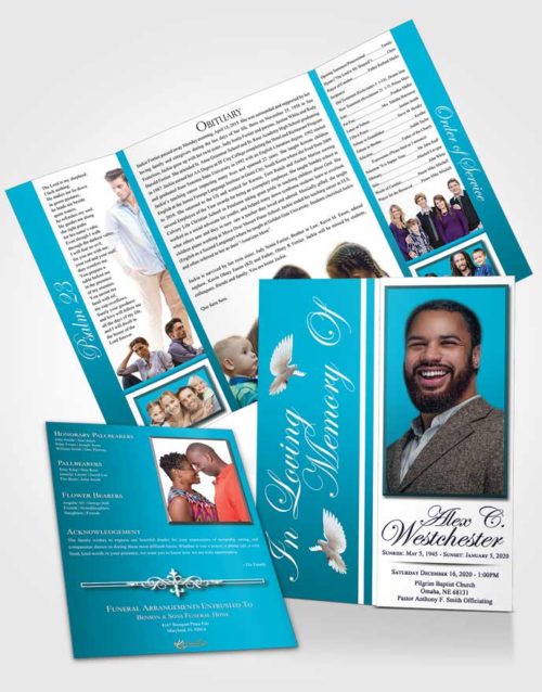 Obituary Funeral Template Gatefold Memorial Brochure Ambient Radiance