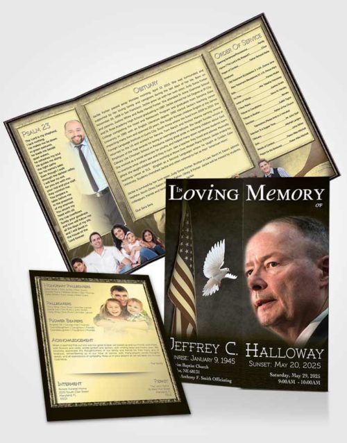 Obituary Funeral Template Gatefold Memorial Brochure American Golden Glory