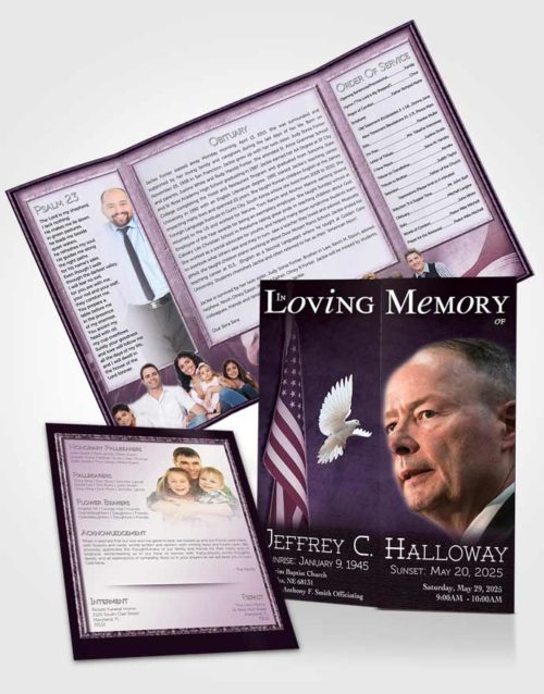 Obituary Funeral Template Gatefold Memorial Brochure American Lavender Glory