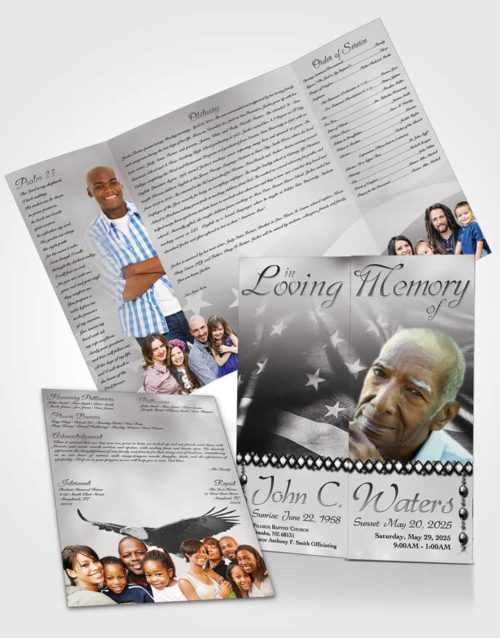 Obituary Funeral Template Gatefold Memorial Brochure American Life Black and White
