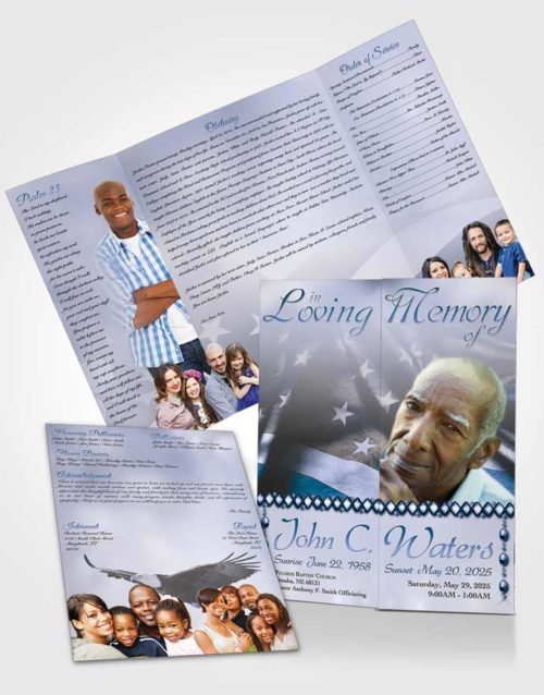 Obituary Funeral Template Gatefold Memorial Brochure American Life Calm Ocean