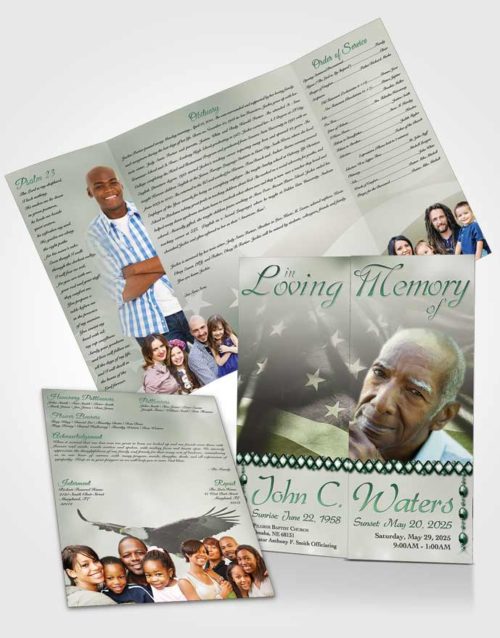 Obituary Funeral Template Gatefold Memorial Brochure American Life Emerald Love