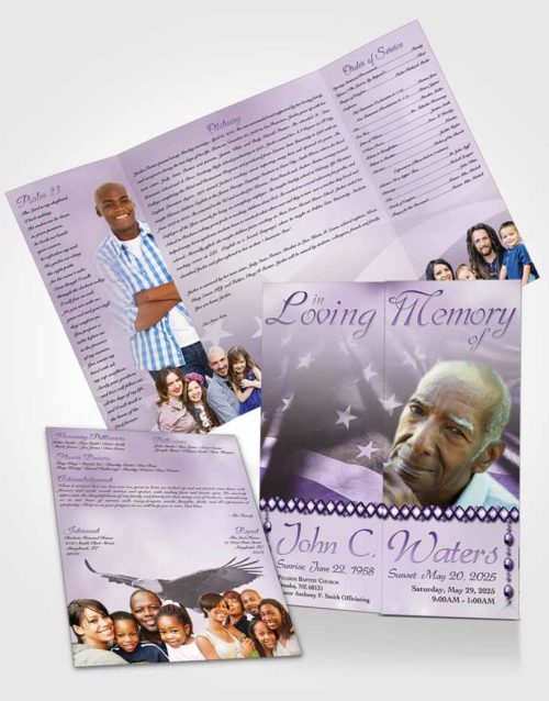 Obituary Funeral Template Gatefold Memorial Brochure American Life Lavender Honor