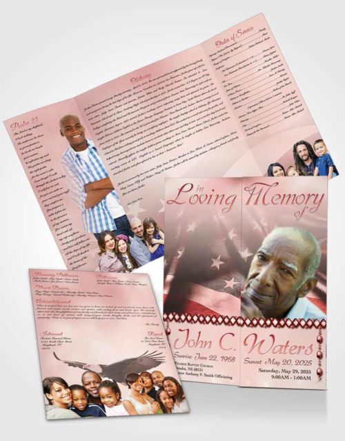 Obituary Funeral Template Gatefold Memorial Brochure American Life Ruby Sunrise