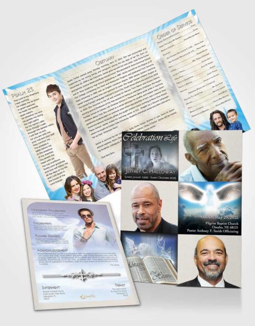 Obituary Funeral Template Gatefold Memorial Brochure Angel in Heaven