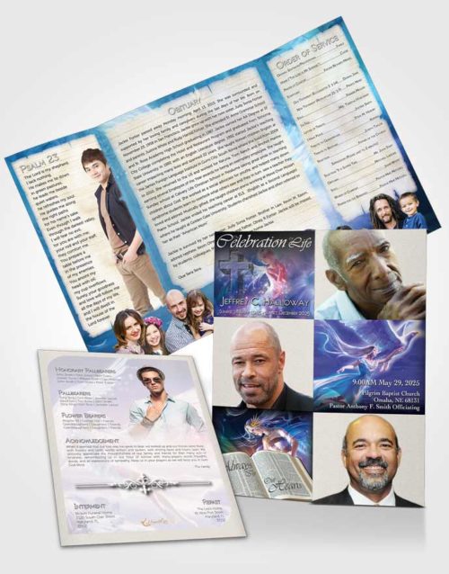 Obituary Funeral Template Gatefold Memorial Brochure Angel in the Sky