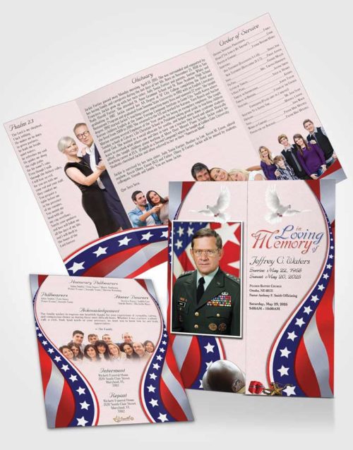 Obituary Funeral Template Gatefold Memorial Brochure At Dusk Military Honors