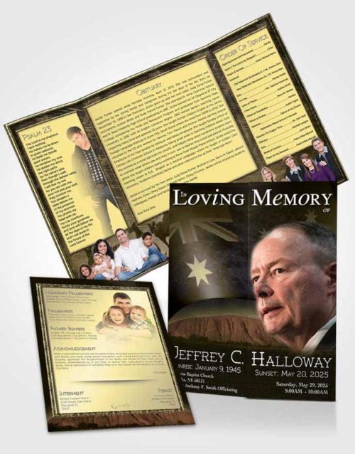 Obituary Funeral Template Gatefold Memorial Brochure Australian Golden Love