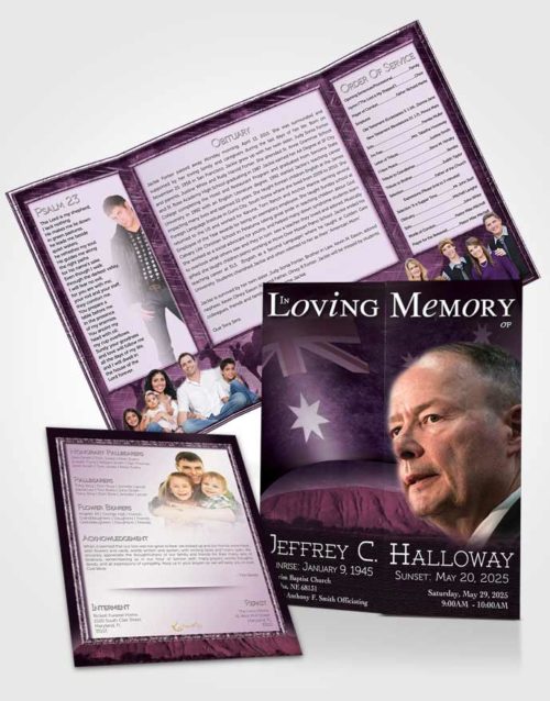 Obituary Funeral Template Gatefold Memorial Brochure Australian Lavender Bliss