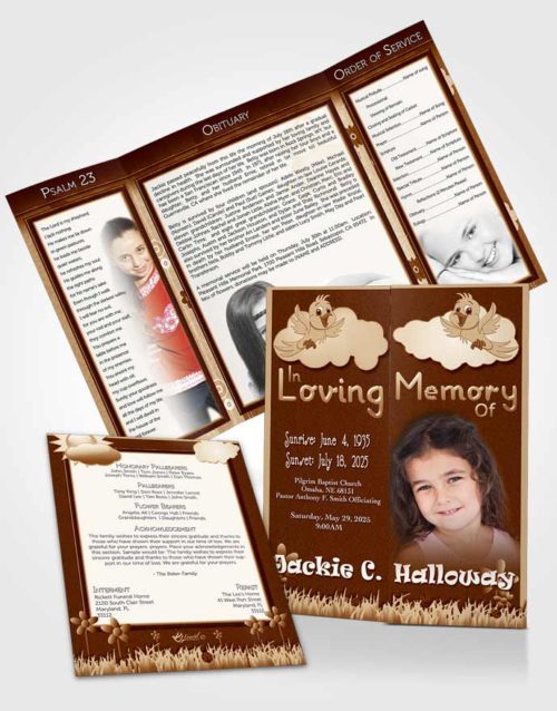 Obituary Funeral Template Gatefold Memorial Brochure Autumn Breeze Childs Dream