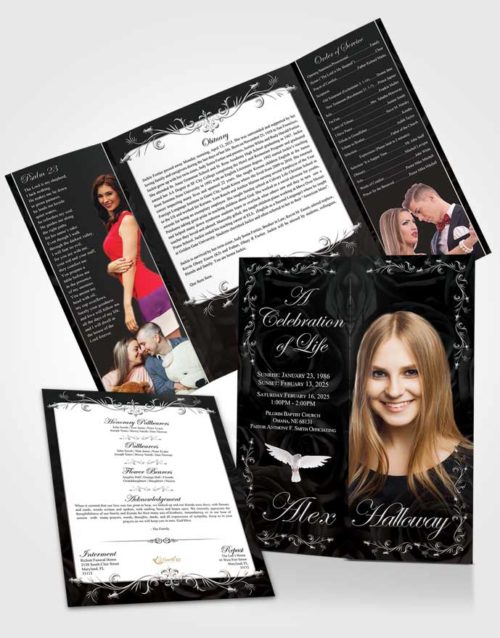 Obituary Funeral Template Gatefold Memorial Brochure Beautiful Afternoon Royal Rose