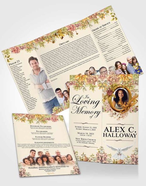 Obituary Funeral Template Gatefold Memorial Brochure Beautiful Afternoon Succulents