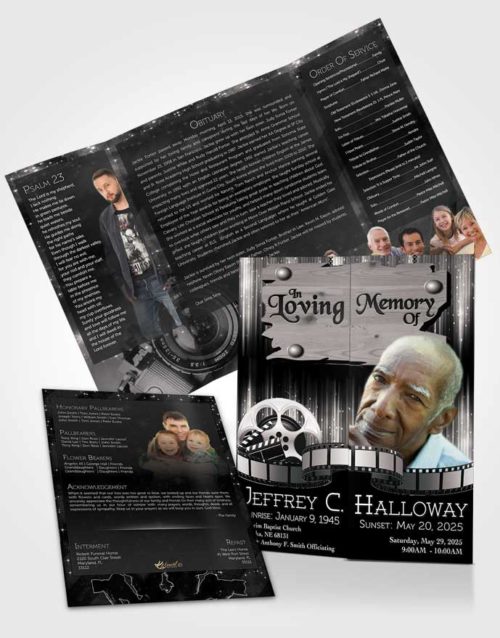 Obituary Funeral Template Gatefold Memorial Brochure Black and White Media Pro