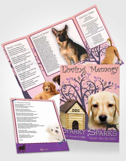 Obituary Funeral Template Gatefold Memorial Brochure Blissful Doggy Heaven