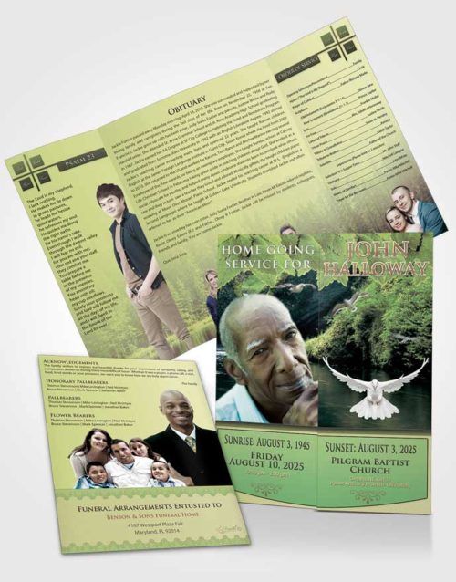 Obituary Funeral Template Gatefold Memorial Brochure Blissful Forest Magic