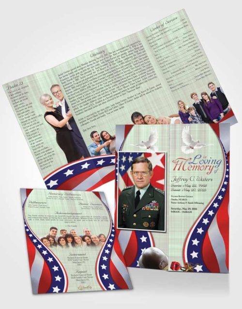 Obituary Funeral Template Gatefold Memorial Brochure Blissful Military Honors