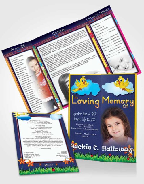 Obituary Funeral Template Gatefold Memorial Brochure Blue Mountains Childs Dream