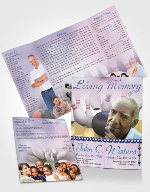 Obituary Funeral Template Gatefold Memorial Brochure Bowling Days Early Morning