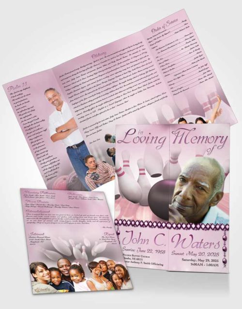 Obituary Funeral Template Gatefold Memorial Brochure Bowling Days Tenderness