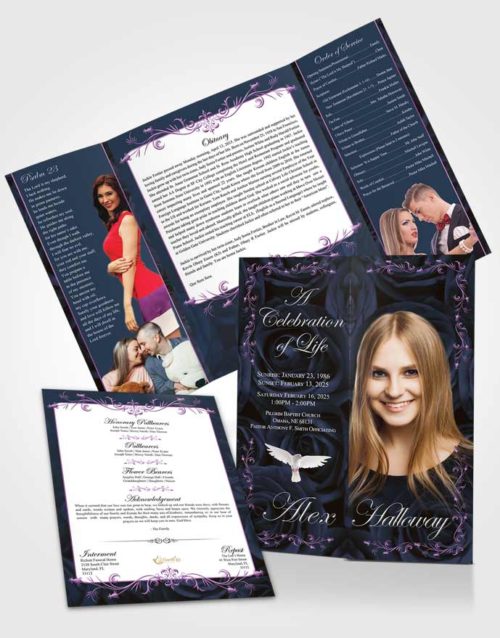 Obituary Funeral Template Gatefold Memorial Brochure Brilliant Afternoon Royal Rose