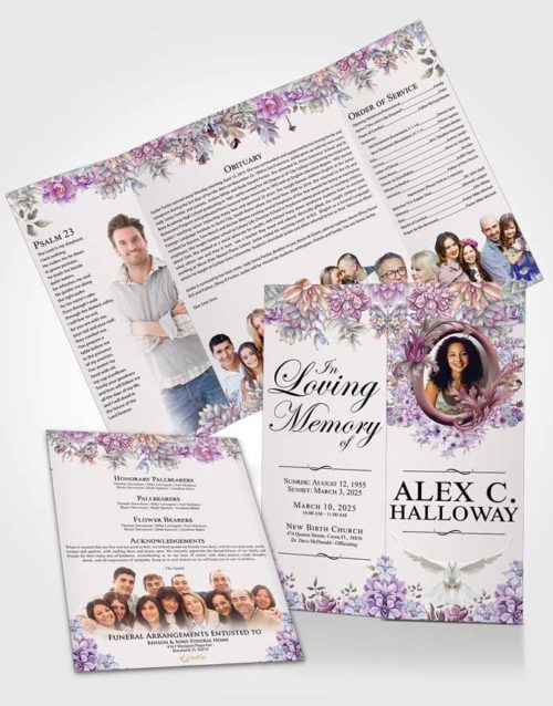 Obituary Funeral Template Gatefold Memorial Brochure Brilliant Afternoon Succulents
