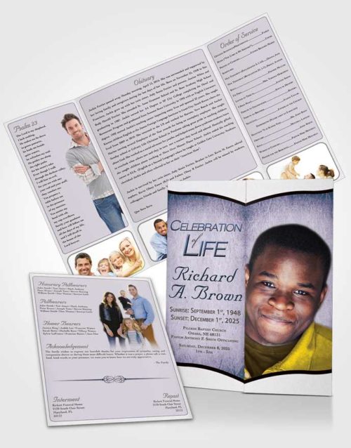 Obituary Funeral Template Gatefold Memorial Brochure Calm Bliss
