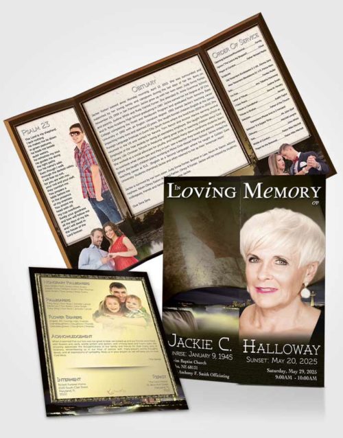 Obituary Funeral Template Gatefold Memorial Brochure Canadian Golden Glow