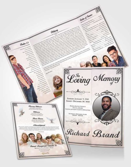 Obituary Funeral Template Gatefold Memorial Brochure Collected Class Light