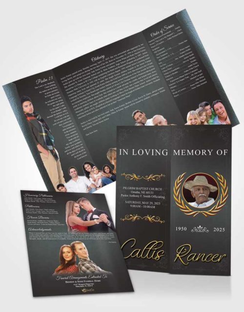 Obituary Funeral Template Gatefold Memorial Brochure Collected Desire
