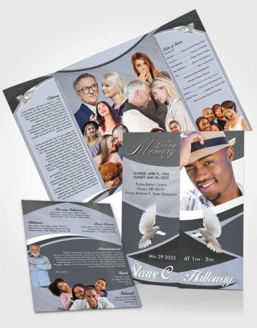 Obituary Funeral Template Gatefold Memorial Brochure Collected Diligence