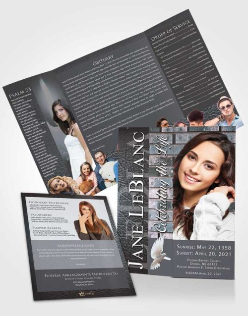 Obituary Funeral Template Gatefold Memorial Brochure Collected Passion