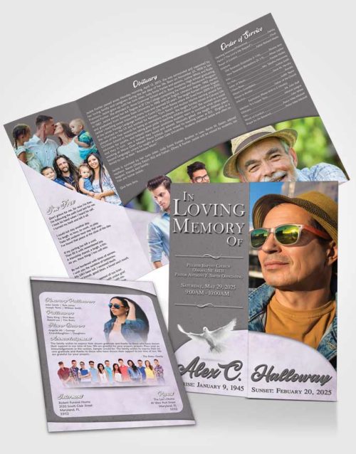 Obituary Funeral Template Gatefold Memorial Brochure Collected Peace of Mind